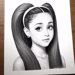 a drawing of a young girl with long hair