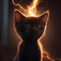 a cat stares at the camera in front of a backdrop of light