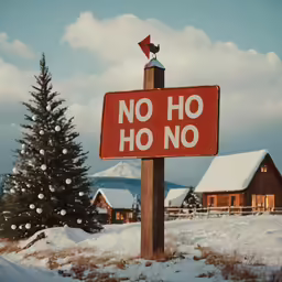 a wooden sign in the middle of snow covered fields