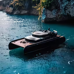 a dj player pedals on the back of a boat