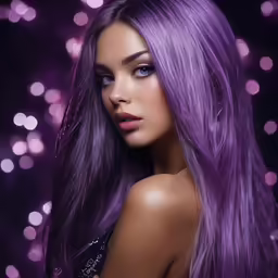 there is a purple photo with light and blur colors