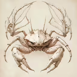 a crab drawing with ink on paper