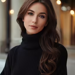 the woman is wearing black is posing for a picture