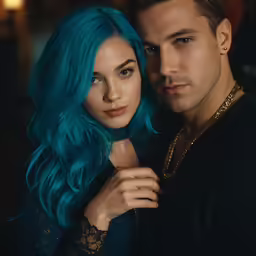 there is a man and woman that are posing for a portrait