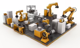 industrial robot and equipment in a series of photoshopped images