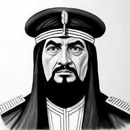 an image of a man in military garb with a beard and mustache