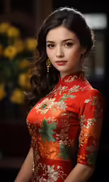 a young lady wearing an asian style dress