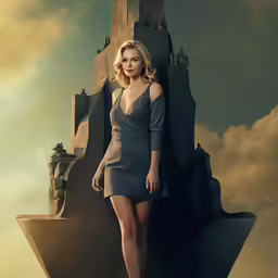 a woman standing in front of a large structure
