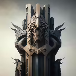 the tower is designed with multiple sections of gargon