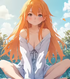 a girl sits on a pile of sand in front of the water