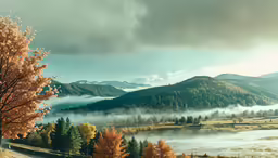 there is a river next to a mountain