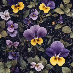 an assortment of flowers, with many purple flowers