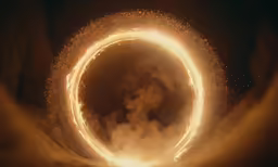 a circular object with bright light and smoke
