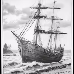 black and white photo of a sailboat sailing on the ocean
