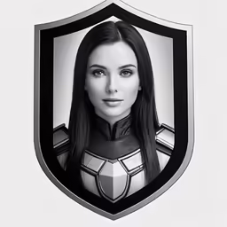 a beautiful woman in a futuristic suit is shown in a shield