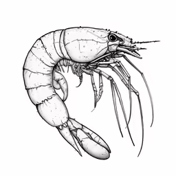 a black and white image of a shrimp