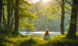 there is a person walking through the forest