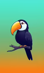 a colorful tropical bird sits on a thin branch
