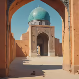 an arched archway with a large dome above it
