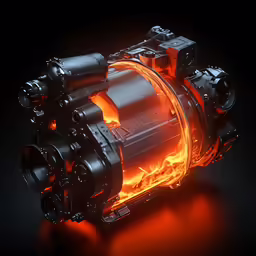 the engine is made out of shiny metal