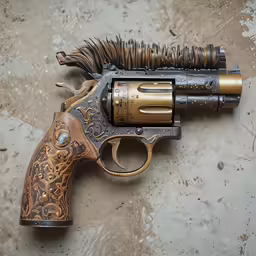 the colt handgun is made to look like an intricate pattern