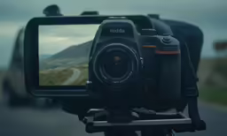 a camera is being used for photographing mountains and other things