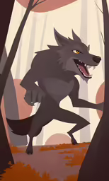 a fox runs through the woods with its paws on its tail