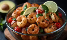 a bowl that has many shrimp in it