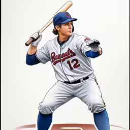 a portrait of a baseball player is on display