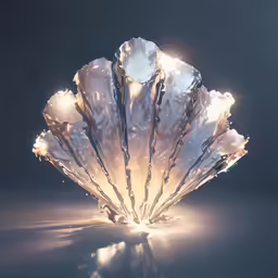 a piece of silver that is sitting on some liquid