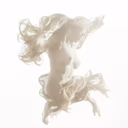 an nude woman is flying through the air with a frizbee