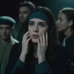 three men and a woman looking at the camera