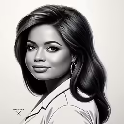 a portrait drawing of a woman in a business suit