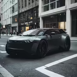 this sleek electric car is parked on the street