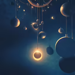 artwork depicting abstract circles with lights