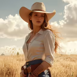 a beautiful young lady wearing a cowboy hat