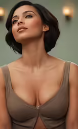 a woman posing for a photo in her bra
