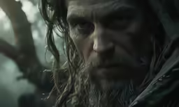 a man with long hair and beard with a long curly beard