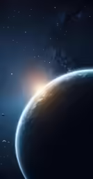 a close up view of the earth with many planets and stars