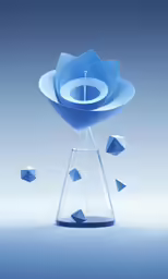 an art work with blue colored paper floating out of the top
