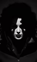 a man with a shadow of his face and shoulder
