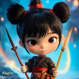 a doll with an arrow in her hands and another doll behind it