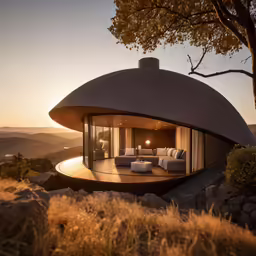 a house with a patio and a lounge inside