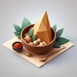 a wooden spoon sitting on top of a counter covered in nuts