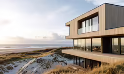 the beach house is overlooking the ocean and sand dunes