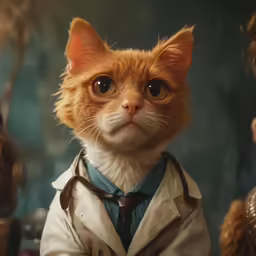 a cat wearing a jacket and tie