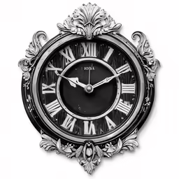 an ornate clock has roman numerals on the face
