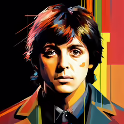 a very colorful and colorful painting of a young man