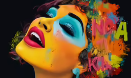 the woman is dressed up like a bright yellow paint clown