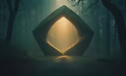 an image of an open doorway in the middle of the forest
